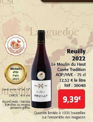 Reuilly 2022 Le Moulin Du Haut Cuvée Tradition
