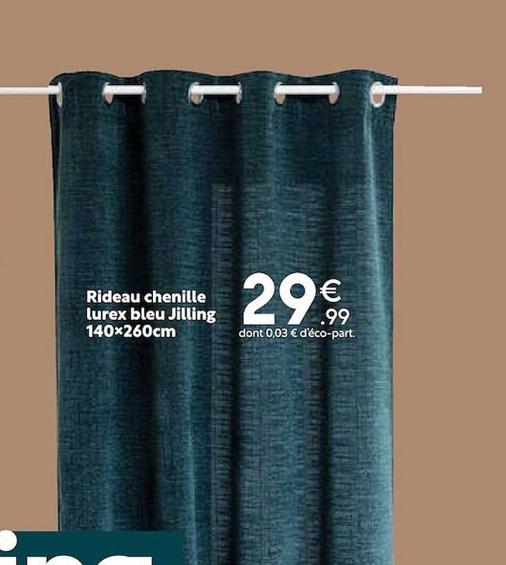 rideau chenille lurex bleu jilling 140 x 260 cm