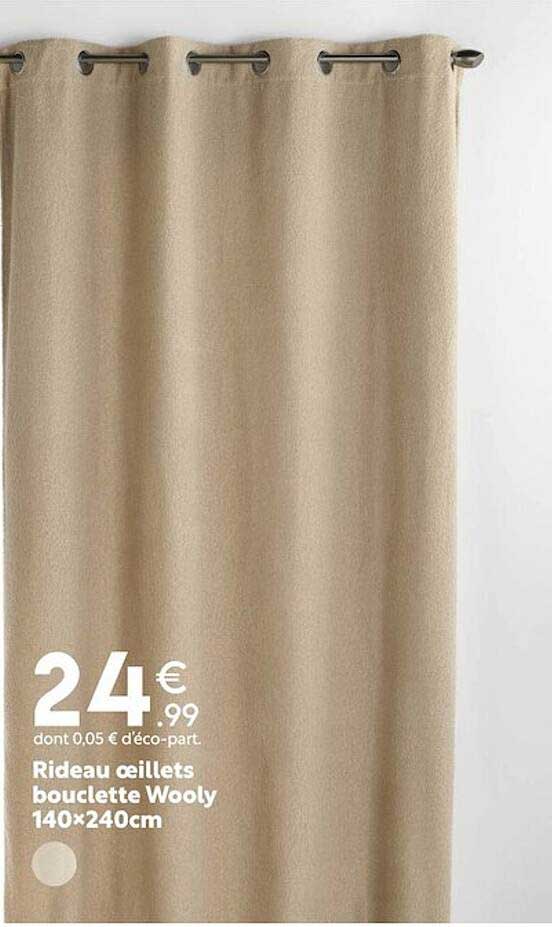 rideau œillets bouclette wooly 140 x 240 cm