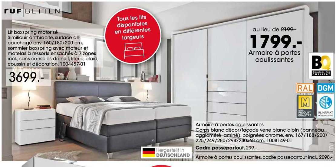 ruf betten lit boxspring motorisé our armoire à portes coulissantes