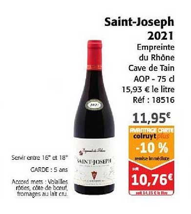 saint-joseph 2021 empreinte du rhône cave de tain aop