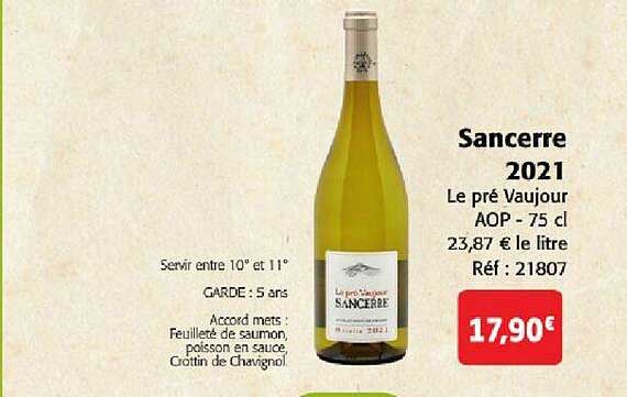 sancerre 2021 le pré vaujour