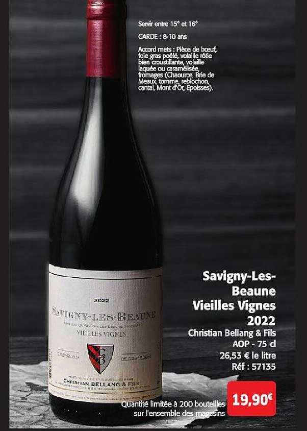 savigny-les-beaune vieilles vignes 2022 christian bellang & fils aop