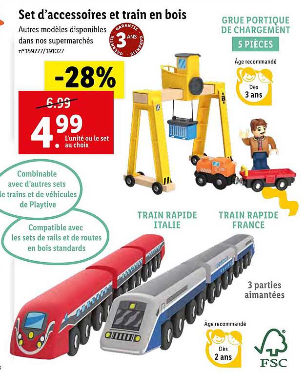 Set D'accessoires Et Train En Bois