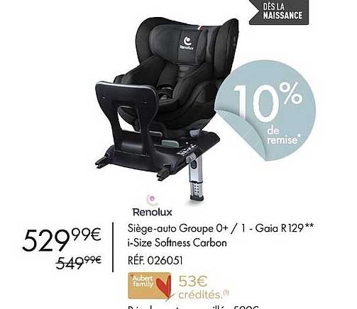 siège-auto groupe 0+ / 1 - gaia r 129 i-size softness carbon renolux