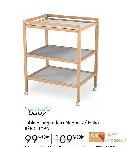 table à langer deux étagères / hêtre formula baby
