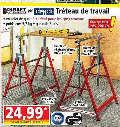 tréteau de travail kraft werkzeuge par scheppach