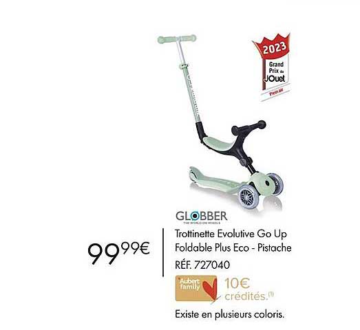 trottinette evolutive go up foldable plus eco - pistache globber