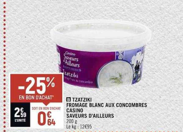 tzatziki fromage blanc aux concombres casino saveurs d'ailleurs