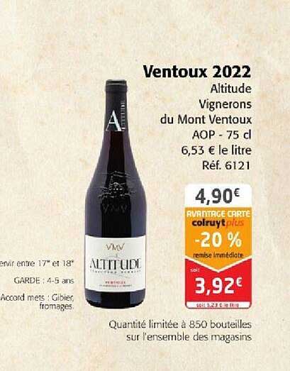 ventoux 2022 altitude vignerons du mont ventoux aop