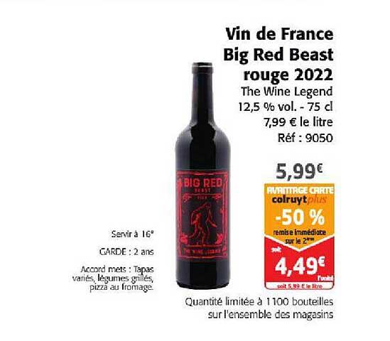vin de france big red beast rouge 2022