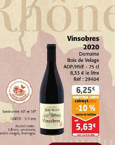 vinsobres 2020 domaine bois de velaga aop-hve