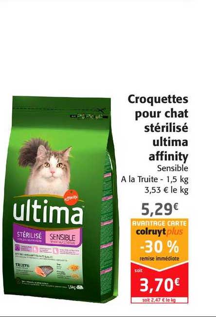 croquettes pour chat stérilisé ultima affinity -30% de remise immédiate