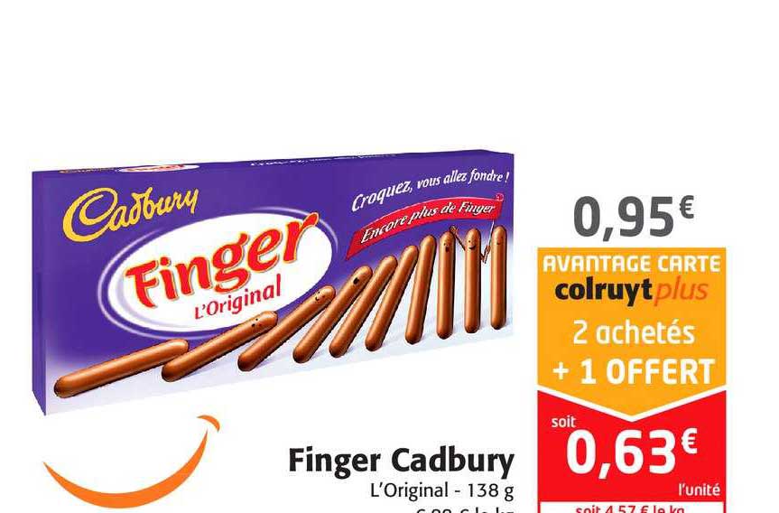 finger cadbury 2 achetés + 1 offert