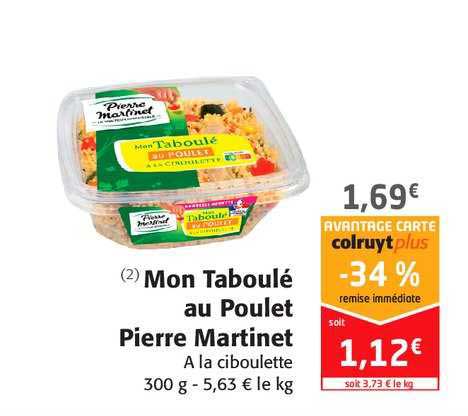 mon taboulé au poulet pierre martinet -34% remise immédiate