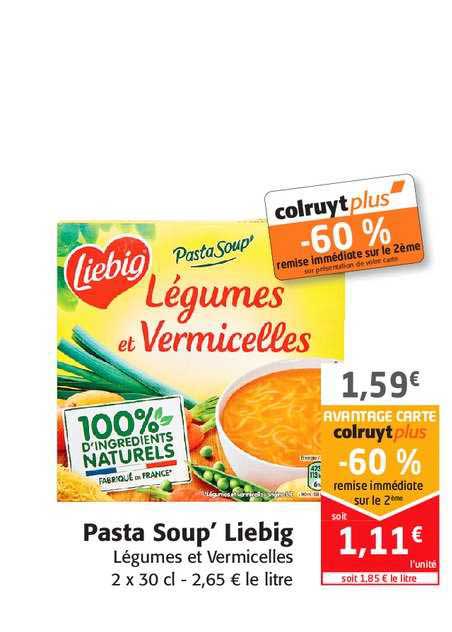 pasta soup' liebig -60% remise immédiate sur le 2ème