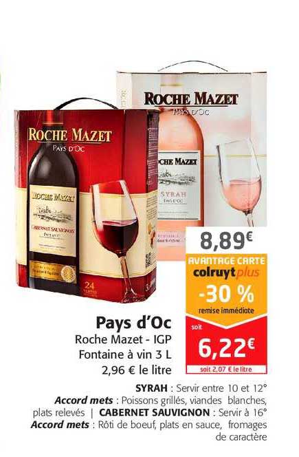 pays d'oc roche mazet igp -30% remise immédiate