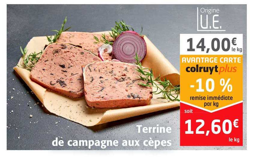 terrine de campagne aux cèpes -10% remise immédiate par kg