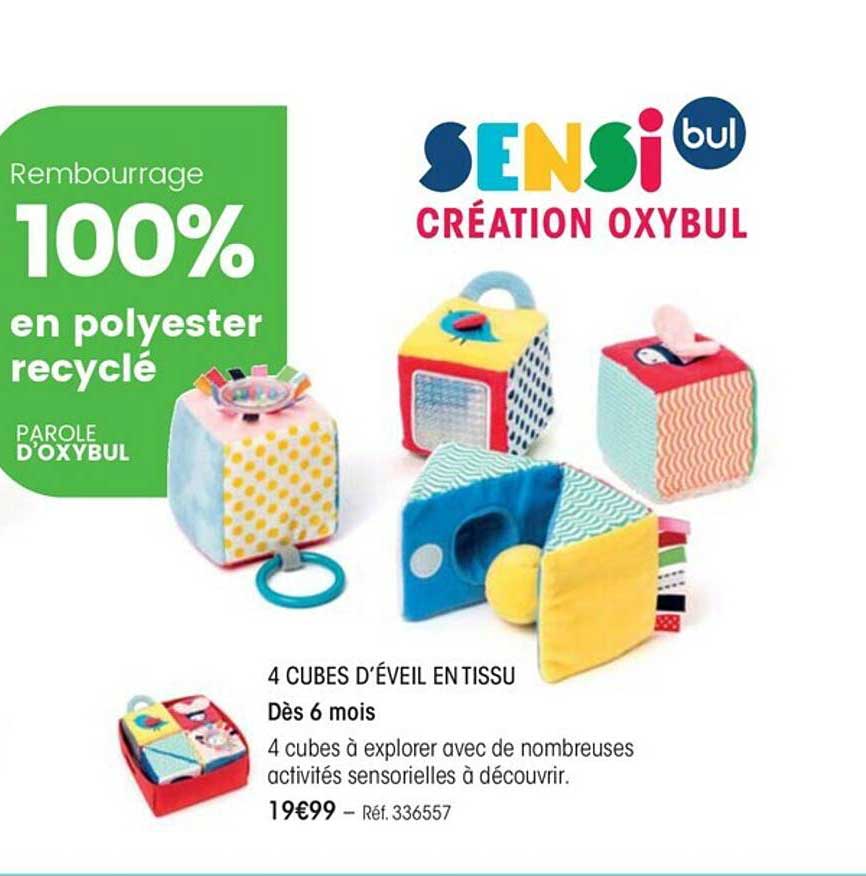 4 cubes d'éveil en tissu sensibul