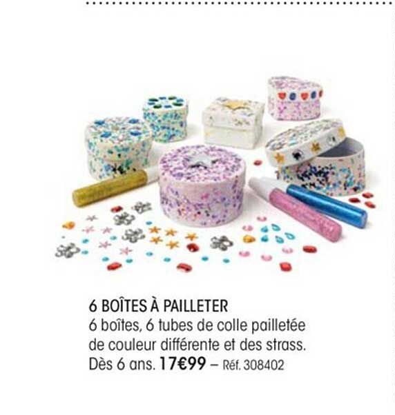 6 boîtes à pailleter