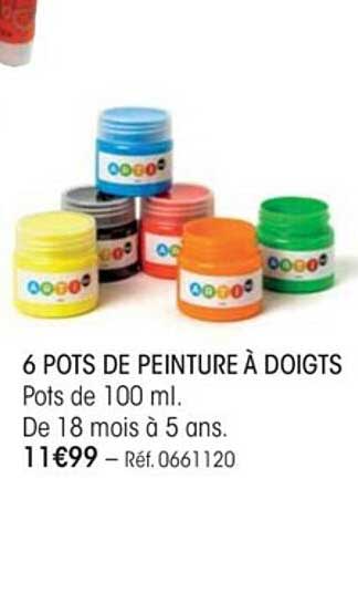 6 pots de peinture à doigts