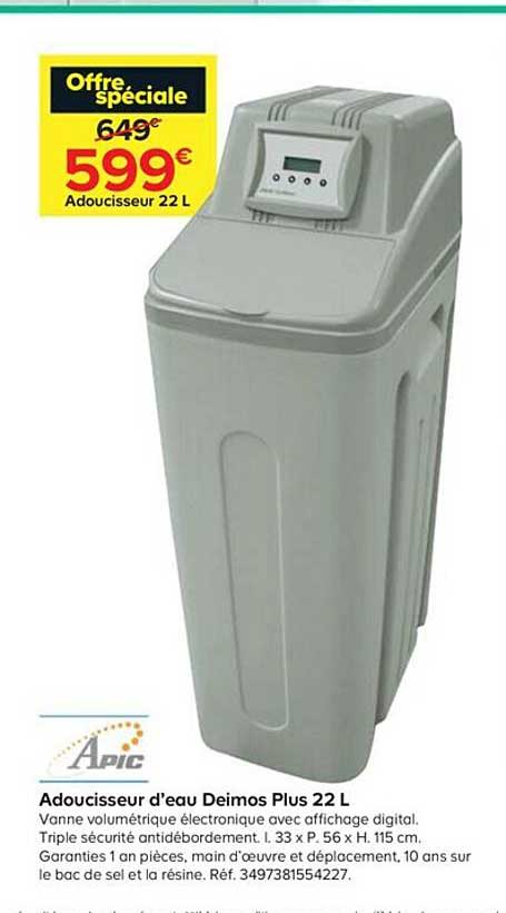 adoucisseur d'eau deimos plus 22 l apic