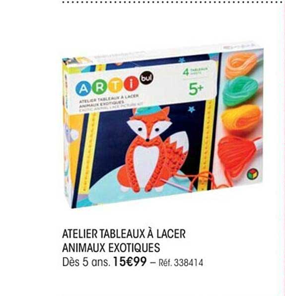 atelier tableaux à lacer animaux exotiques