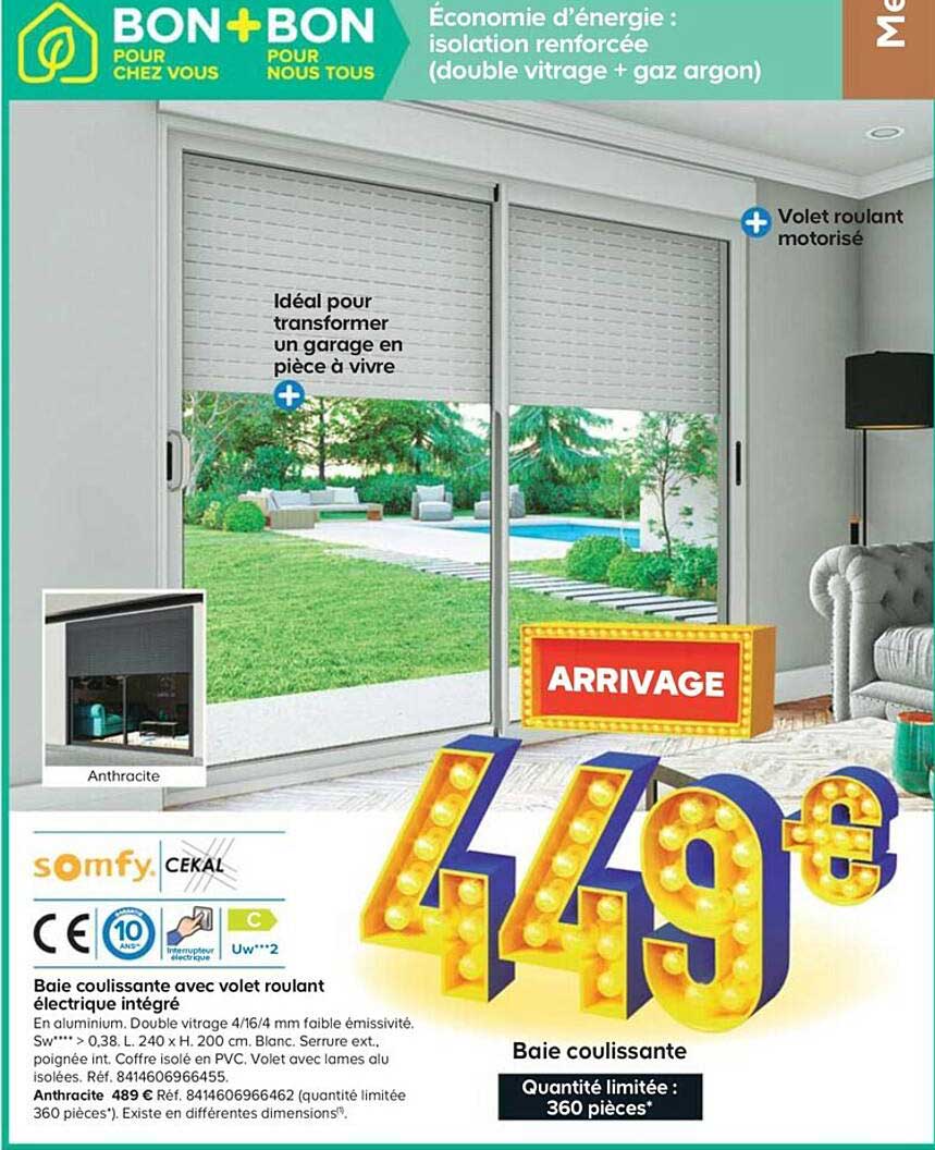 Baie Coulissante Avec Volet Roulant électrique Intégré Somfy