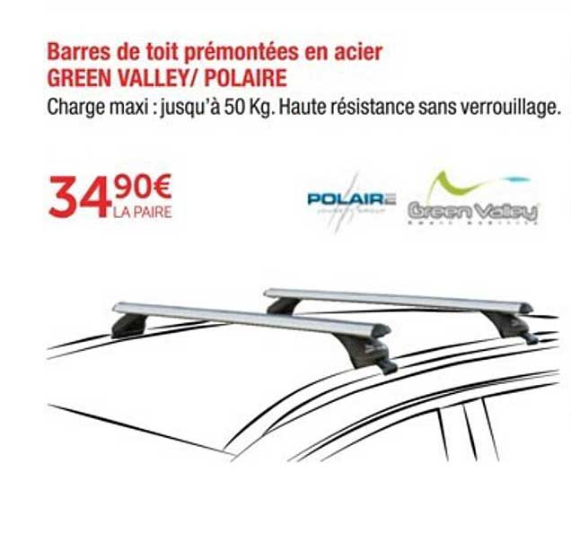 barres de toit prémontées en acier green valley - polaire