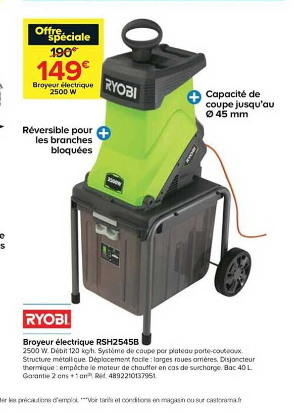 broyeur électrique rsh2545b ryobi