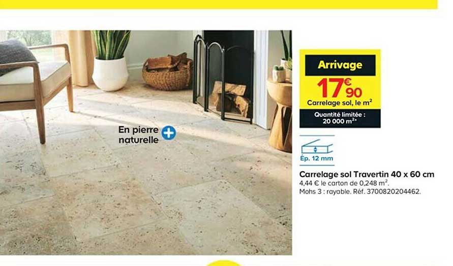 carrelage sol travertin 40 x 60 cm