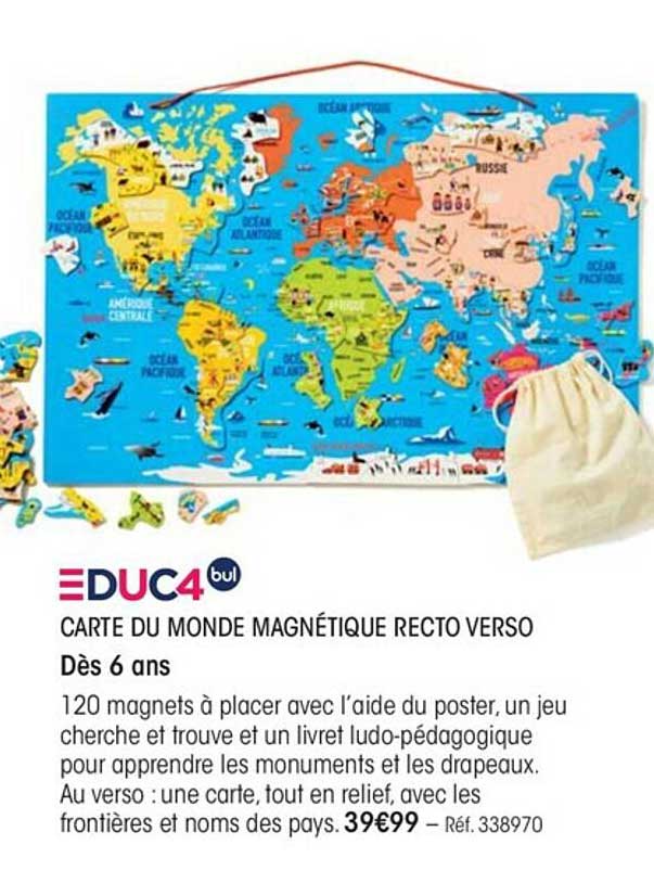 carte du monde magnétique recto verso educ4bul