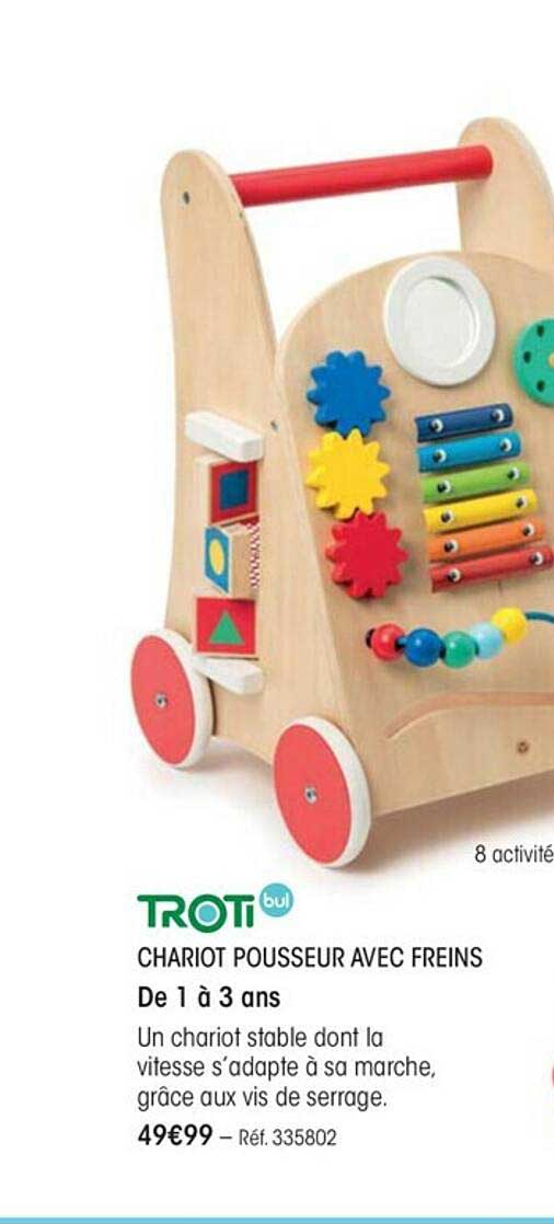 chariot pousseur avec freins trotibul
