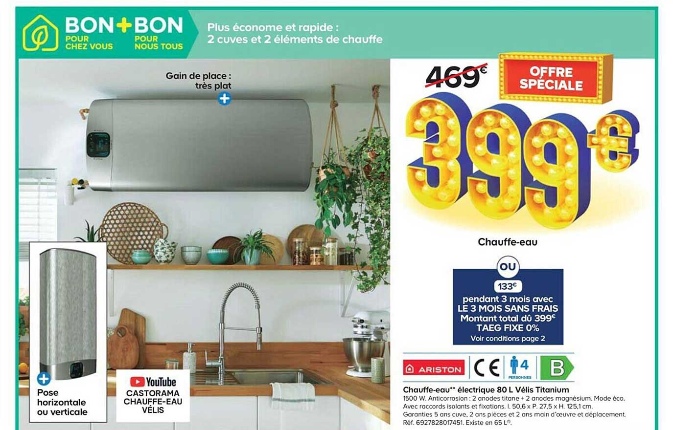 chauffe-eau électrique 80 l vélis titanium ariston