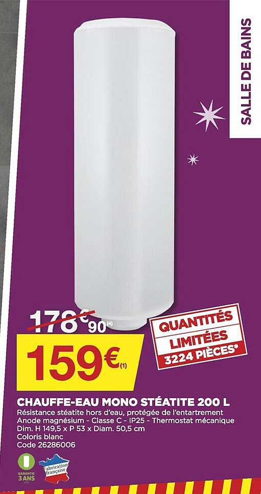 chauffe-eau mono stéatite 200 l