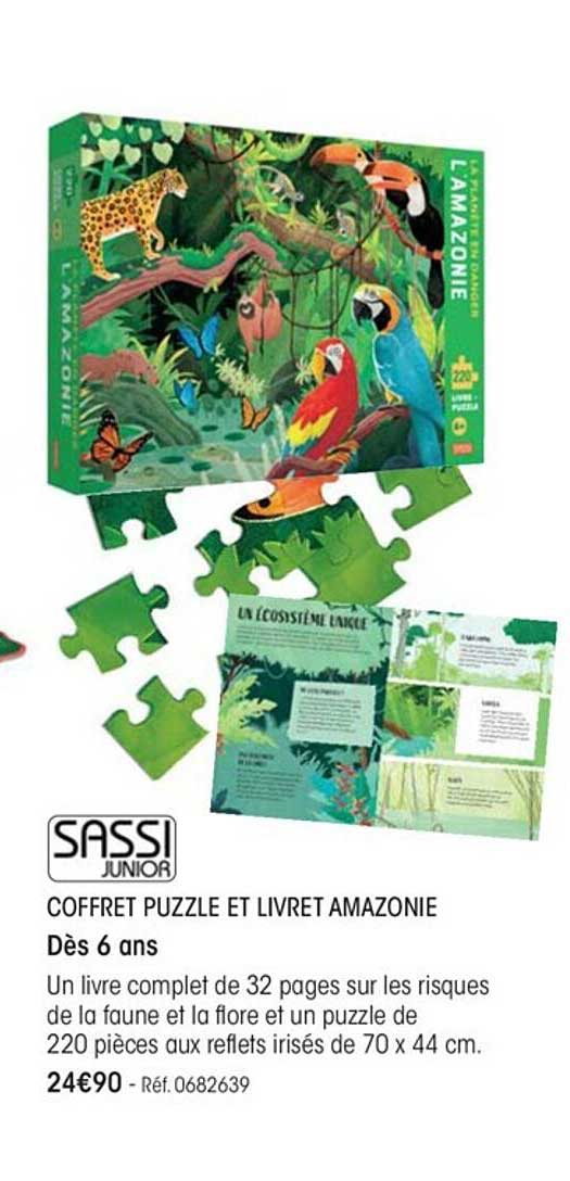 coffret puzzle et livret amazonie sassi junior