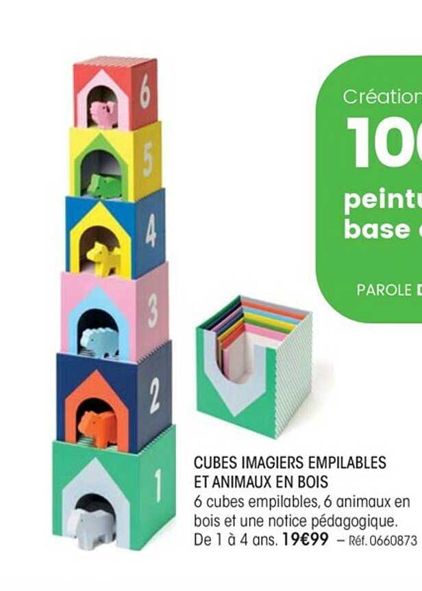 cubes imagiers empilables et animaux en bois