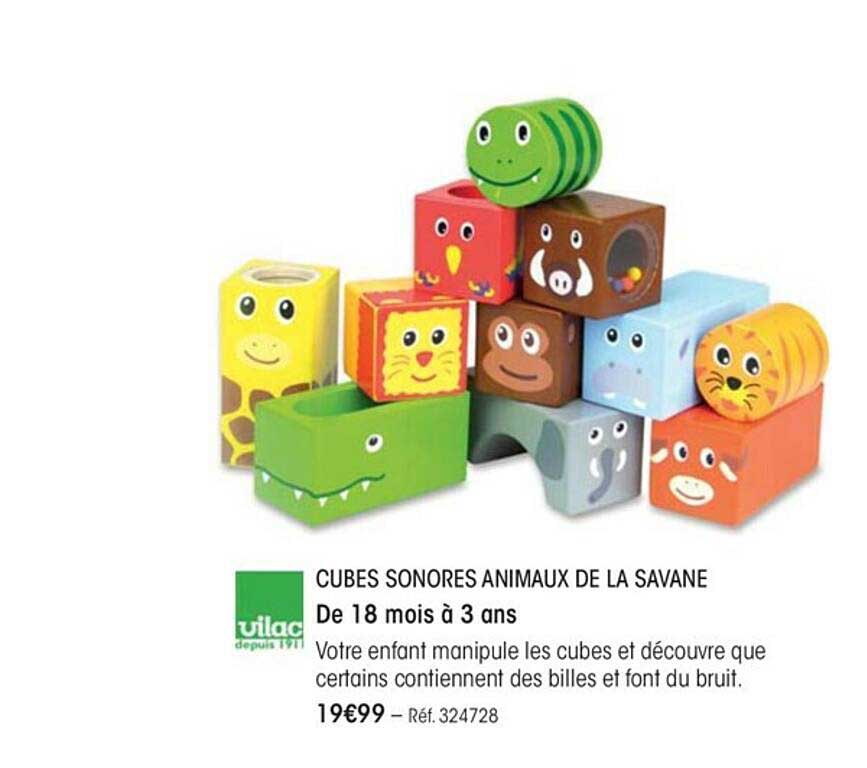 cubes sonores animaux de la savane