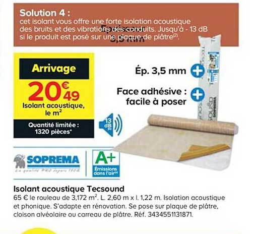 Isolant Acoustique Tecsound Soprema