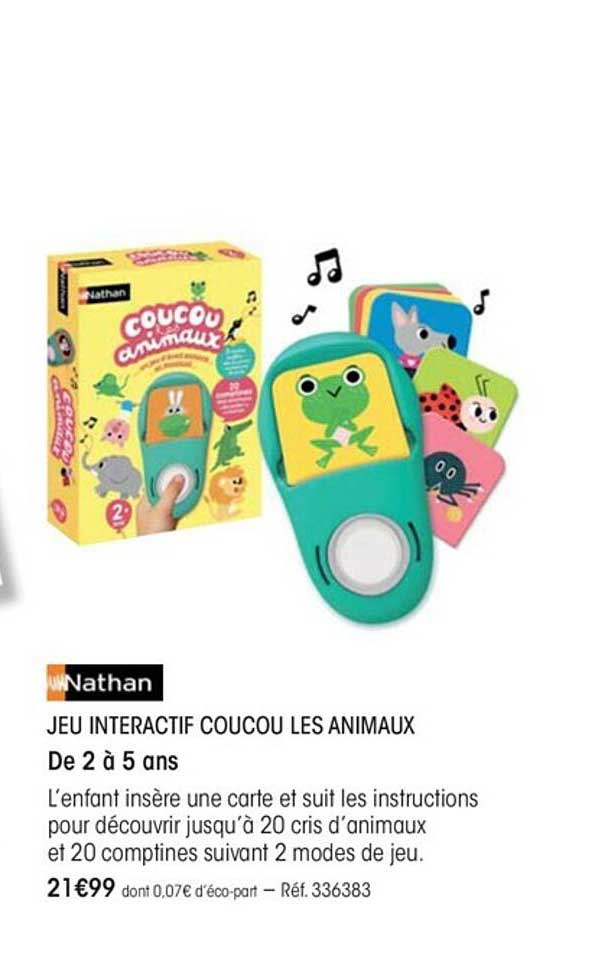 jeu interactif coucou les animaux nathan