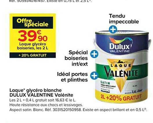 laque glycéro blanche dulux valentine valénite