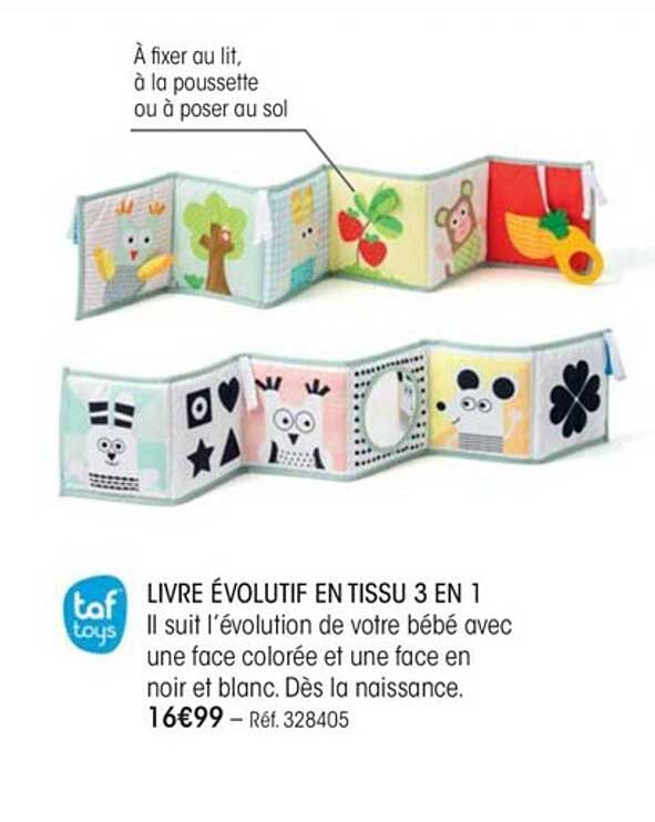 livre évolutif en tissu 3 en 1 taf toys