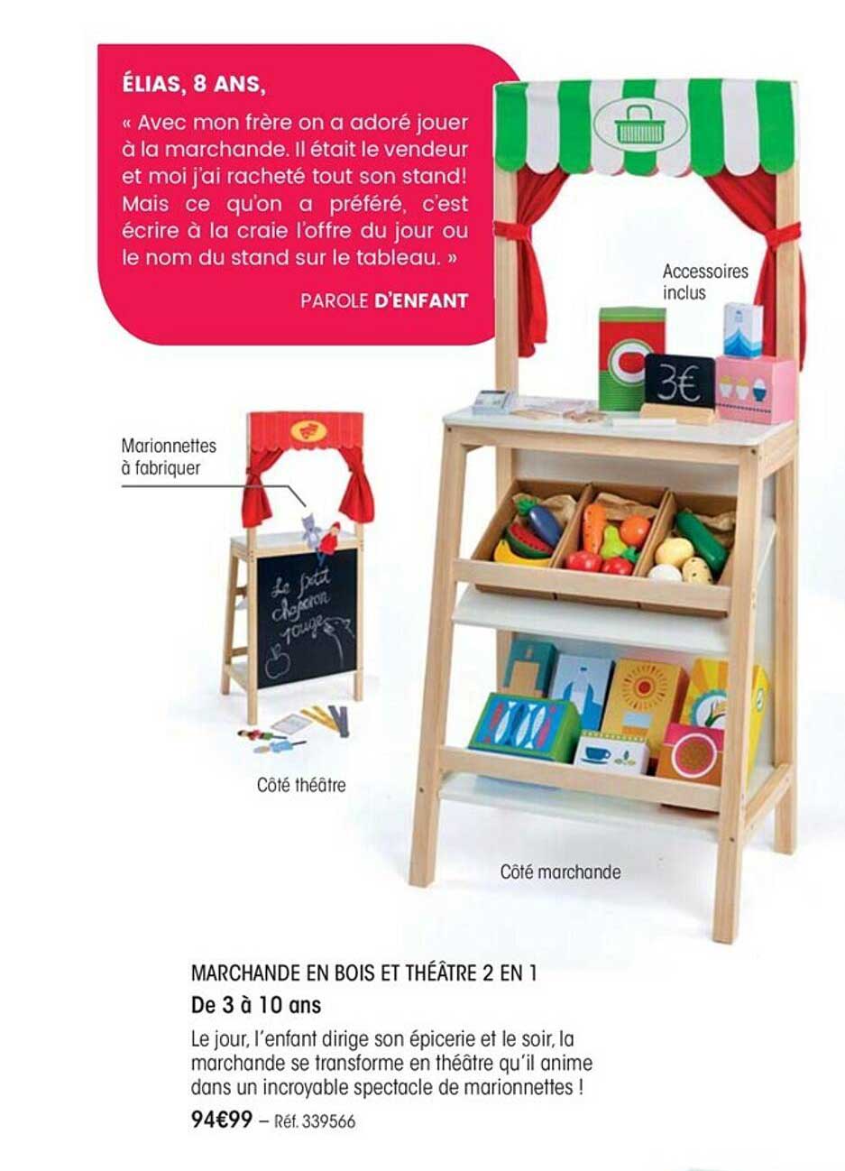 marchande en bois et théâtre 2 en 1