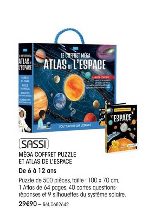 méga coffret puzzle et atlas de l'espace sassi