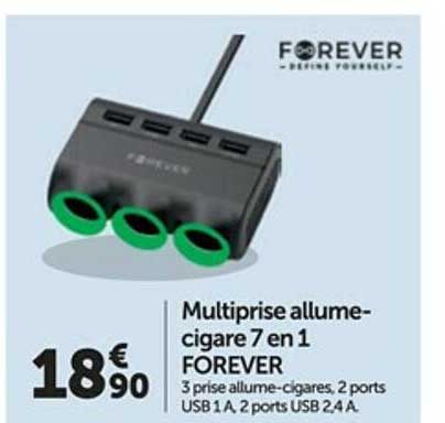 multiprise allume-cigare 7 en 1 forever