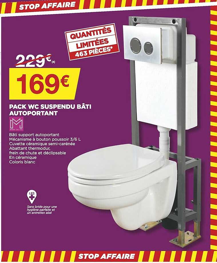 pack wc suspendu bâti autoportant