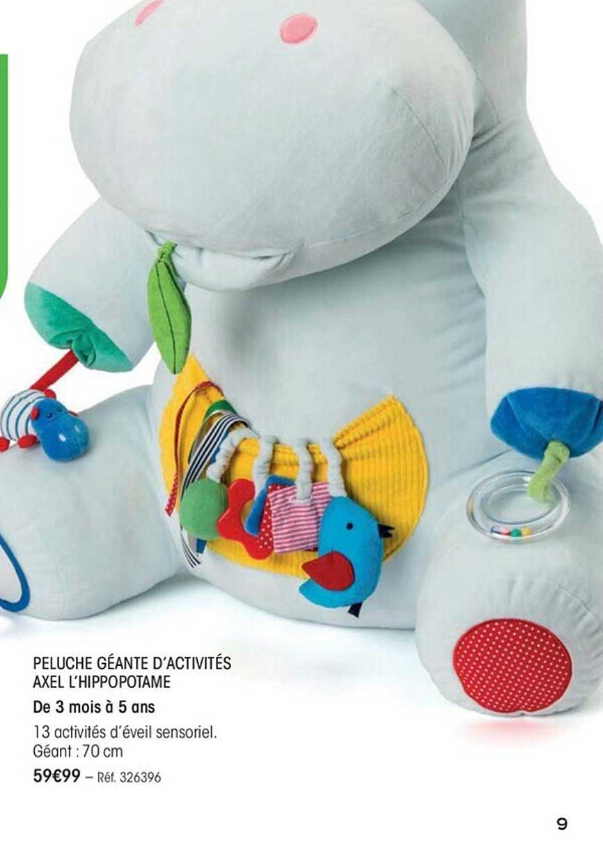 Peluche Géante D'activités Axel L'hippopotame