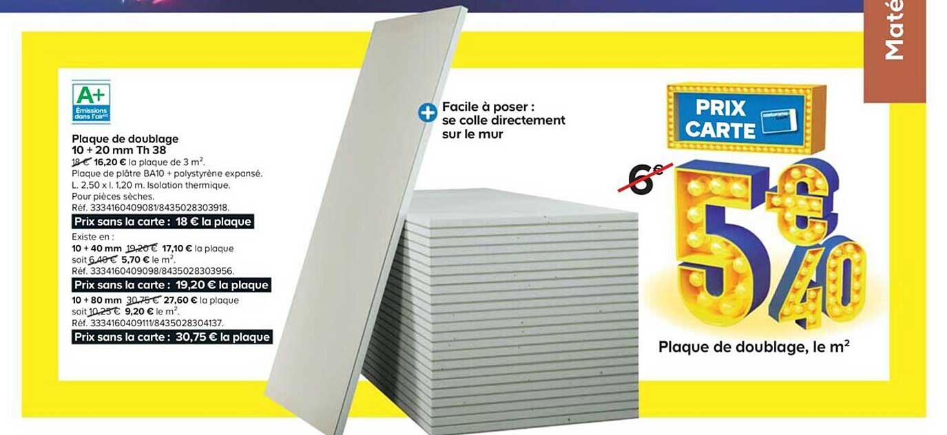 plaque de doublage 10 + 20 mm th 38