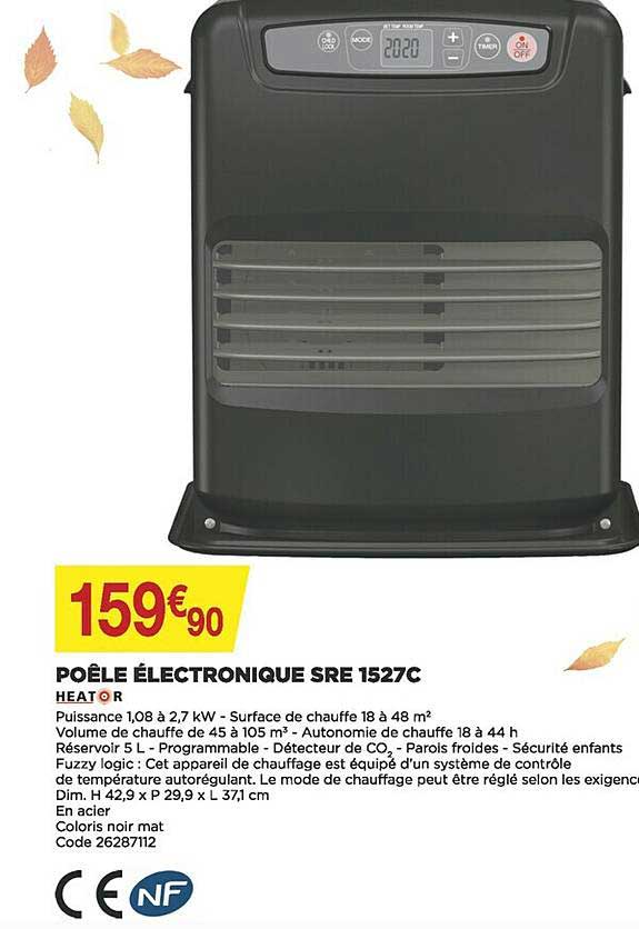 poêle électronique sre 1527c heator