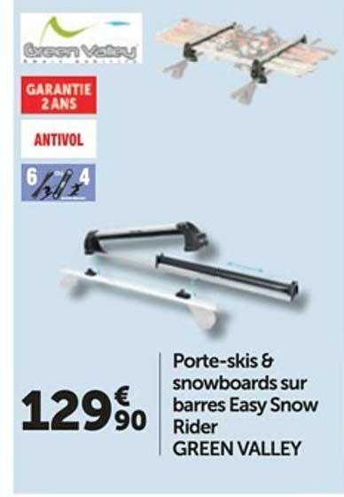 porte-skis & snowboards sur barres easy snow rider green valley